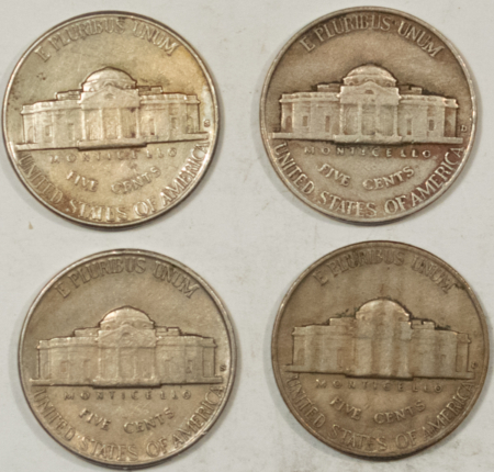 Jefferson Nickels 1938-D, 38-S, 39-D, 39-S JEFFERSON NICKELS, LOT OF 4 – HIGH GRADE CIRC EXAMPLES!