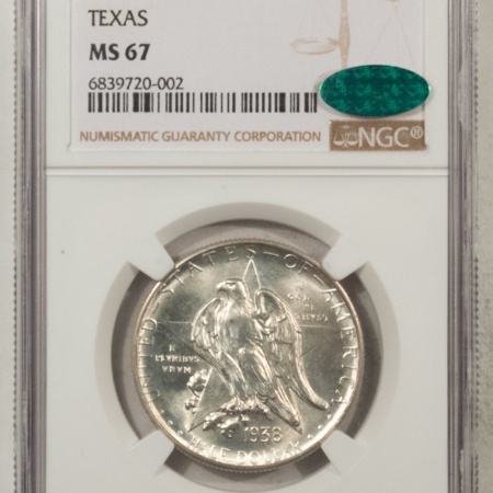 CAC Approved Coins 1938-D TEXAS COMMEMORATIVE HALF DOLLAR – NGC MS-67, SUPERB, PQ & CAC APPROVED!