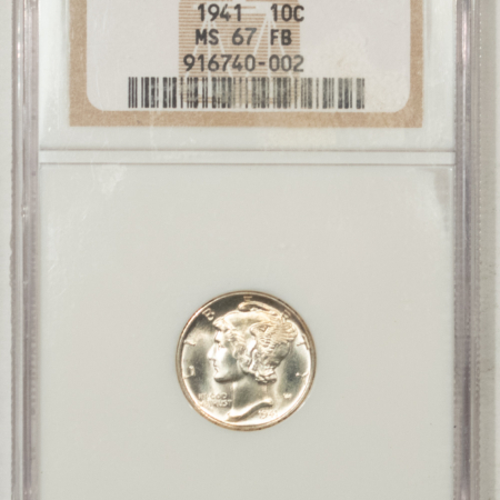 Mercury Dimes 1941 MERCURY DIME – NGC MS-67 FB, FLASHY WHITE & SUPERB!