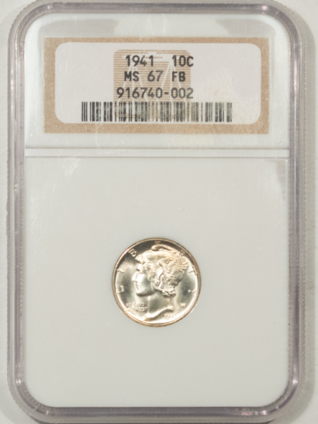 Mercury Dimes 1941 MERCURY DIME – NGC MS-67 FB, FLASHY WHITE & SUPERB!