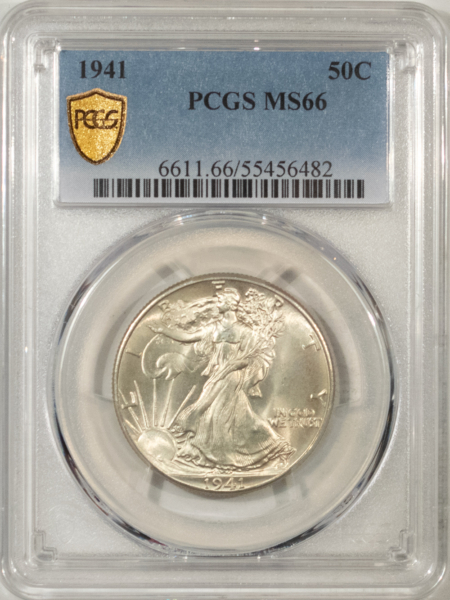 New Certified Coins 1941 WALKING LIBERTY HALF DOLLAR – PCGS MS-66, FRESH & PREMIUM QUALITY!