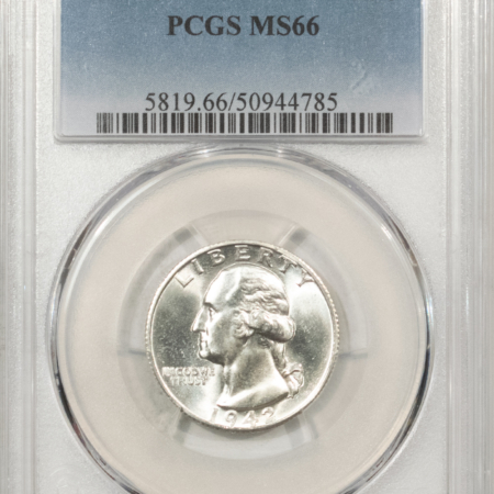 New Certified Coins 1942-S WASHINGTON QUARTER – PCGS MS-66, PREMIUM QUALITY!