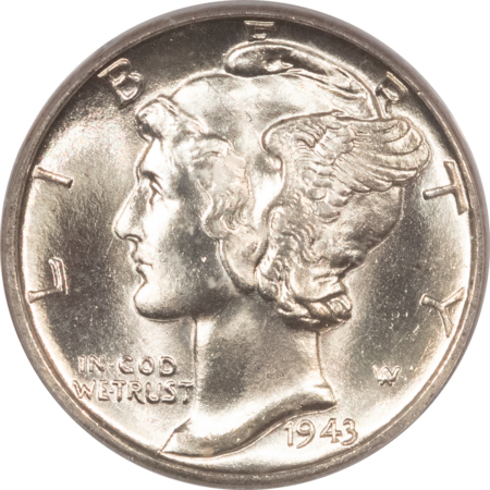 Mercury Dimes 1943-D MERCURY DIME – PCGS MS-66 FB, BLAST WHITE!