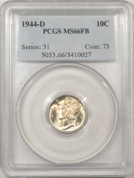 Mercury Dimes 1944-D MERCURY DIME – PCGS MS-66 FB, FRESH!