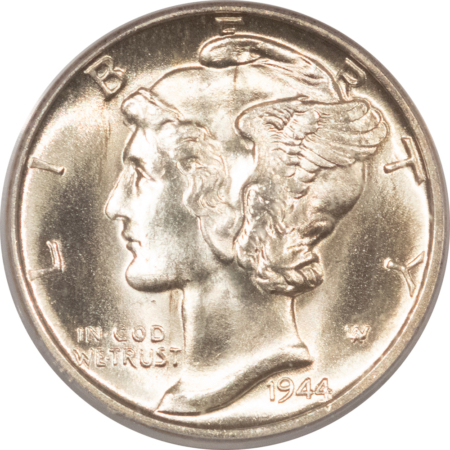 Mercury Dimes 1944-D MERCURY DIME – PCGS MS-66 FB, BLAST WHITE, PREMIUM QUALITY! OGH!