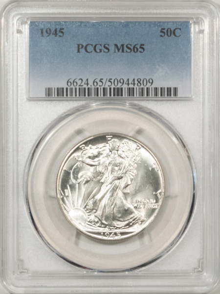 New Certified Coins 1945 WALKING LIBERTY HALF DOLLAR – PCGS MS-65