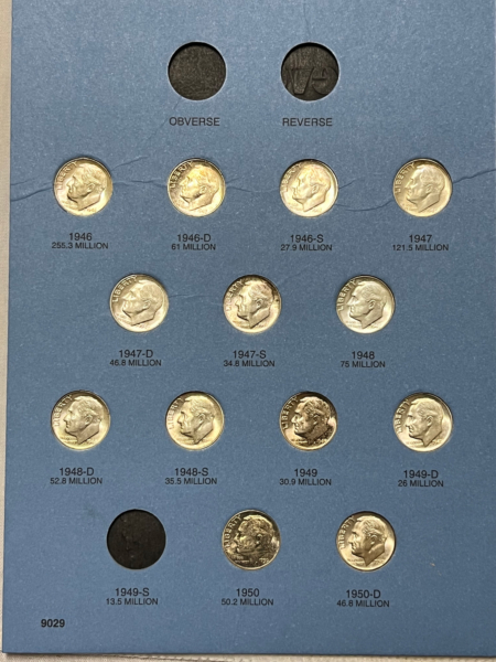 New Store Items 1946-1964 45 PARTIAL 45 COIN ROOSEVELT DIME SET NICE BRILLIANT UNCIRCULATED