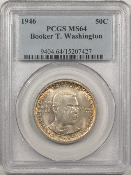 New Certified Coins 1946 BOOKER T WASHINGTON COMMEMORATIVE HALF DOLLAR – PCGS MS-64, REALLY PRETTY!