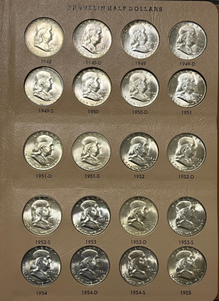 Franklin Halves 1948-63D 35 COIN FRANKLIN HALF DOLLAR SET, DANSCO, NICE CHOICE-GEM BU, LITTLETON