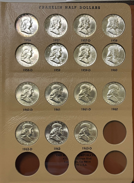 Franklin Halves 1948-1963D 35 COIN FRANKLIN HALF DOLLAR SET IN DANSCO NICE CHOICE+ BRILLIANT UNC