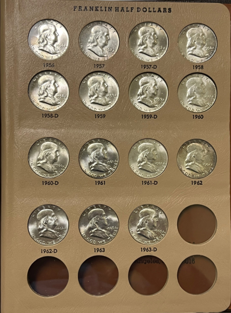 Franklin Halves 1948-63D 35 COIN FRANKLIN HALF DOLLAR SET, DANSCO, NICE CHOICE-GEM BU, LITTLETON