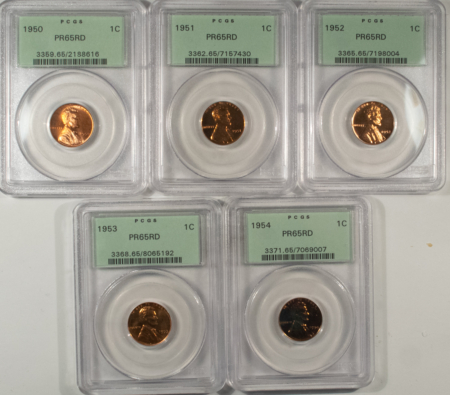 Lincoln Cents (Wheat) 1950-54 PROOF LINCOLN CENT-WASHINGTON QUARTER 20 COIN SET PCGS PR65/66 OGH + BOX