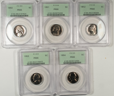 Lincoln Cents (Wheat) 1950-54 PROOF LINCOLN CENT-WASHINGTON QUARTER 20 COIN SET PCGS PR65/66 OGH + BOX