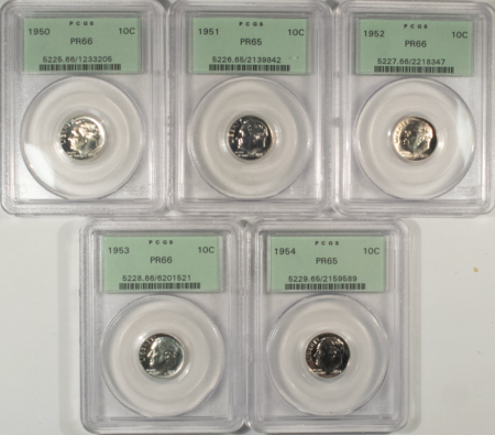 Lincoln Cents (Wheat) 1950-54 PROOF LINCOLN CENT-WASHINGTON QUARTER 20 COIN SET PCGS PR65/66 OGH + BOX