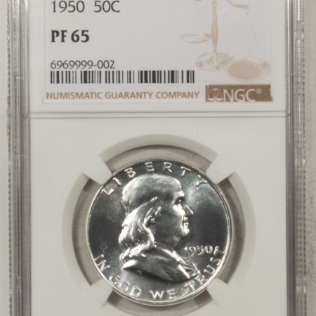 Franklin Halves 1950 PROOF FRANKLIN HALF DOLLAR – NGC PF-65, WHITE GEM!