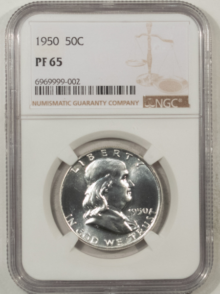 Franklin Halves 1950 PROOF FRANKLIN HALF DOLLAR – NGC PF-65, WHITE GEM!