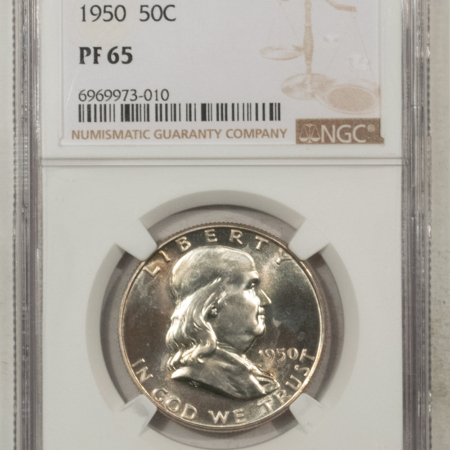 Franklin Halves 1950 PROOF FRANKLIN HALF DOLLAR – NGC PF-65, ORIGINAL GEM!