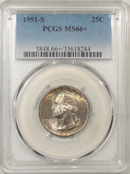 New Certified Coins 1951-S WASHINGTON QUARTER – PCGS MS-66+, PRETTY & LOOKS SUPERB!