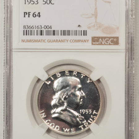 Franklin Halves 1953 PROOF FRANKLIN HALF DOLLAR – NGC PF-64, WHITE!