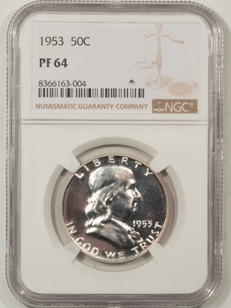 Franklin Halves 1953 PROOF FRANKLIN HALF DOLLAR – NGC PF-64, WHITE!