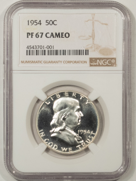 Franklin Halves 1954 PROOF FRANKLIN HALF DOLLAR – NGC PF-67 CAMEO, SUPERB GEM!