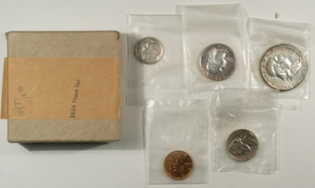 New Store Items 1954 US SILVER PROOF 5 COIN SET – GEM PROOF IN ORIGINAL GOVERNMENT BOX W/ PAPER