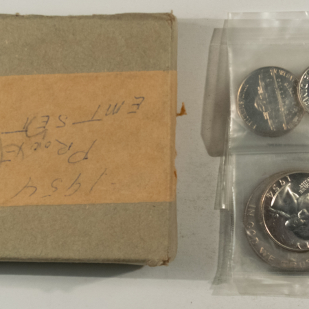 New Store Items 1954 US SILVER PROOF 5 COIN SET – GEM PROOF IN ORIGINAL GOVERNMENT BOX W/ PAPER!