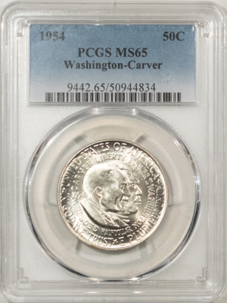 New Certified Coins 1954 WASHINGTON-CARVER COMMEMORATIVE HALF DOLLAR – PCGS MS-65