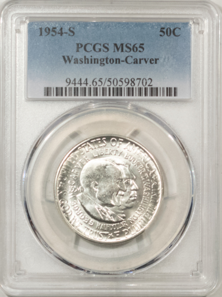 New Certified Coins 1954-S WASHINGTON-CARVER COMMEMORATIVE HALF DOLLAR – PCGS MS-65