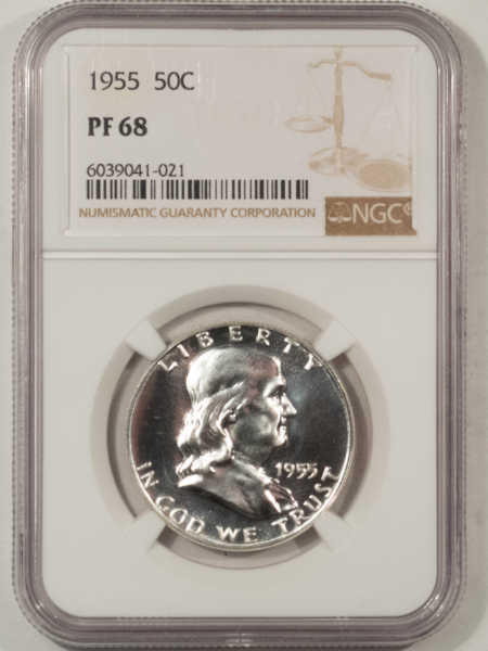 Franklin Halves 1955 PROOF FRANKLIN HALF DOLLAR – NGC PF-68, PRISTINE!