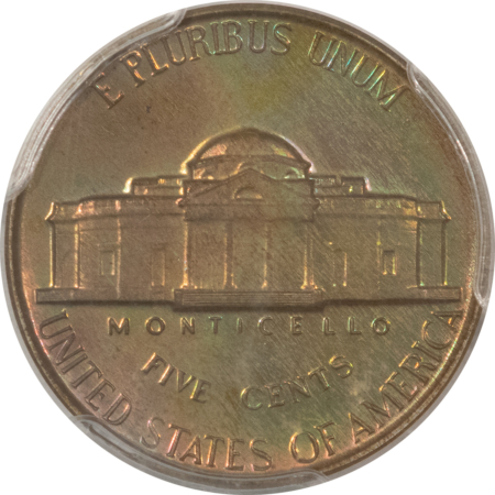 Jefferson Nickels 1956 PROOF JEFFERSON NICKEL – PCGS PR-67, MONSTER COLOR! REALLY COOL!