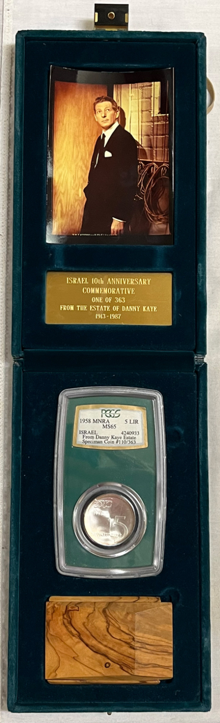 New Certified Coins 1958 ISRAEL 5 LIROT PCGS MS65 RARE GREEN REGENCY HOLDER & BOX DANNY KAYE 110/363