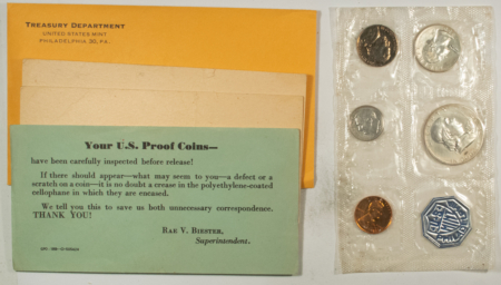 New Store Items 1960 US SILVER PROOF 5 COIN SET, SMALL DATE SET – GEM PROOF IN ORIGINAL ENVELOPE