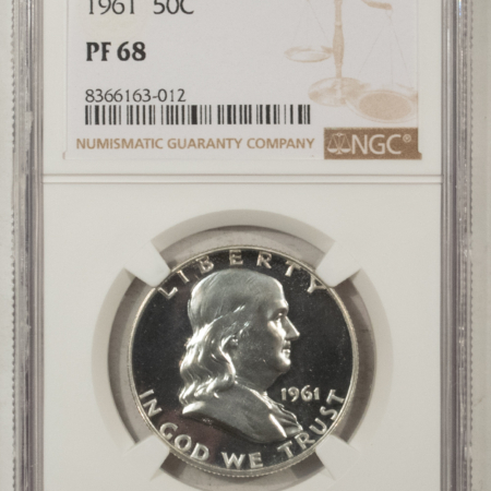 Franklin Halves 1961 PROOF FRANKLIN HALF DOLLAR – NGC PF-68, SUPERB & LOOKS CAMEO!