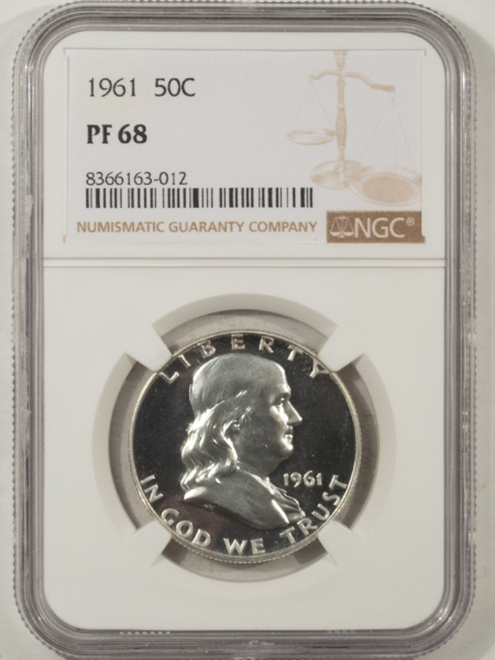 Franklin Halves 1961 PROOF FRANKLIN HALF DOLLAR – NGC PF-68, SUPERB & LOOKS CAMEO!