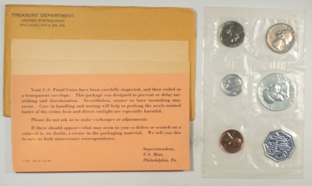 New Store Items 1962 US SILVER PROOF 5 COIN SET – GEM PROOF IN ORIGINAL ENVELOPE!