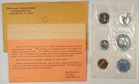 New Store Items 1964 US SILVER PROOF 5 COIN SET – GEM PROOF IN ORIGINAL ENVELOPE!