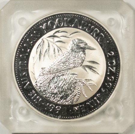 Bullion 1992 AUSTRALIA 2 OZ .999 SILVER KOOKABURRA – GEM IN ORIGINAL CAPSULE!