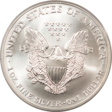 American Silver Eagles 2000 $1 AMERICAN SILVER EAGLE, 1 OZ .999 PCGS MS-70, GREAT LOOK, TINY WHITE SPOT