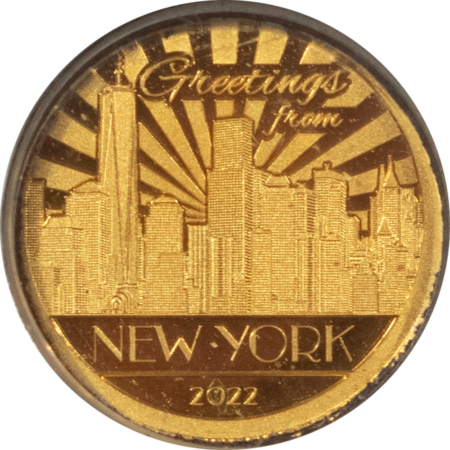 Bullion 2022 COOK ISLANDS $5, 1/2 GRAM .9999 GOLD NEW YORK – GEM PROOF