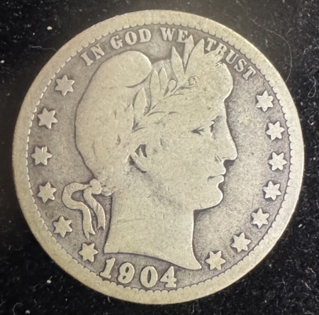 Barber Quarters 1904-O BARBER QUARTER – PLEASING CIRCULATED EXAMPLE!