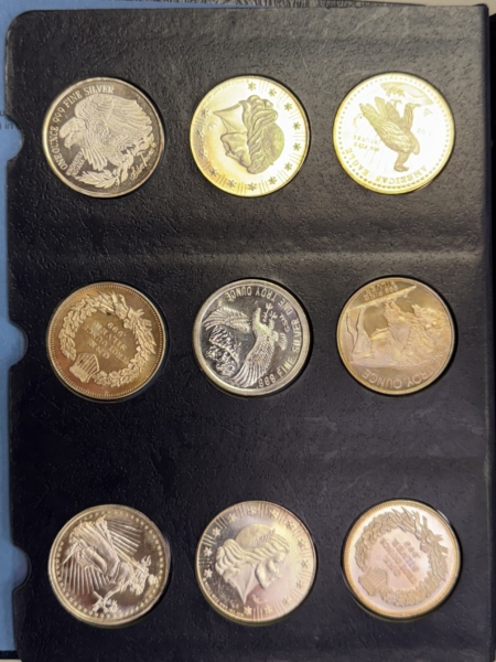 Bullion VINTAGE 1 OZ .999 SILVER ROUNDS (36) IN ALBUM, 1980s-2015, BETTER ONES INCLUDED!