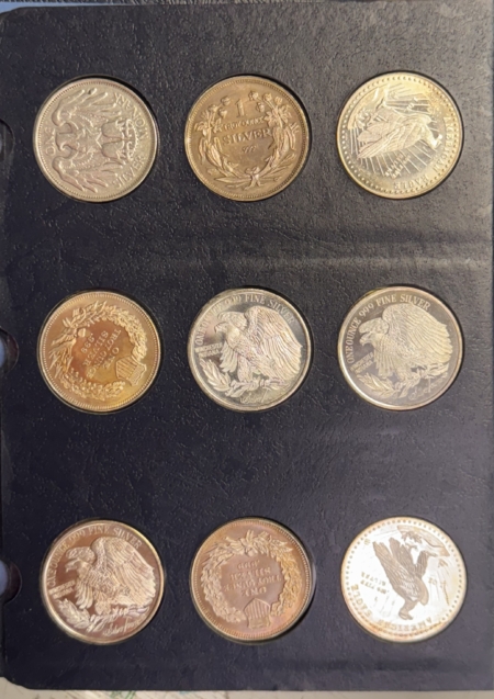 Bullion VINTAGE 1 OZ .999 SILVER ROUNDS (36) IN ALBUM, 1980s-2015, BETTER ONES INCLUDED!