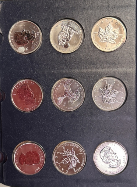 Bullion VINTAGE 1 OZ .999 SILVER ROUNDS (36) IN ALBUM, 1980s-2015, BETTER ONES INCLUDED!