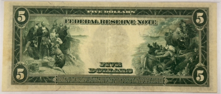 Large Federal Reserve Notes 1914 $5 FEDERAL RESERVE NOTE, BOSTON, FR#847a PMG CHOICE VF-35, SCARCE FRIEDBERG