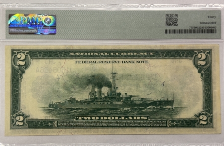 Large Federal Reserve Notes 1918 $2 FEDERAL RESERVE BANKNOTE BATTLESHIP, KANSAS CITY FR#775 – PMG VF30 NICE!