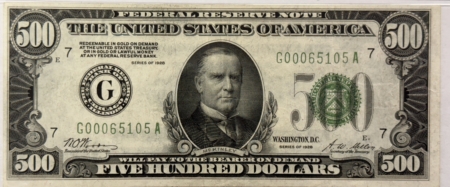 New Store Items 1928 $500 FEDERAL RESERVE NOTE, G-CHICAGO, FR#2200, DARK GREEN, PMG VF-30, TOUGH