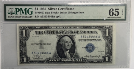 New Store Items 1935 $1 SILVER CERTIFICATE FR#1607 (AA BLOCK) – PMG 65 GEM UNCIRCULATED EPQ