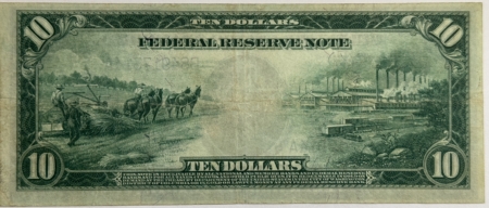 Large Federal Reserve Notes 1914 $10 FEDERAL RESERVE NOTE, 2-B NEW YORK, F#910 – BRIGHT CHOICE VERY FINE!