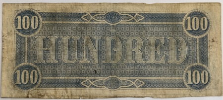 Confederate Notes 1864 CONFEDERATE STATES OF AMERICA $100, LUCY PICKENS, TY-65 – DECENT MID-GRADE!